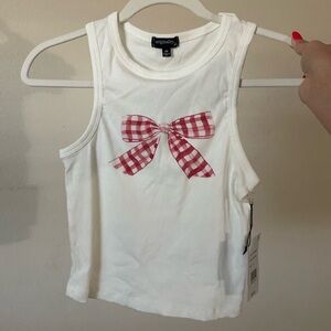 Women’s White Tank Top with Red Bow
